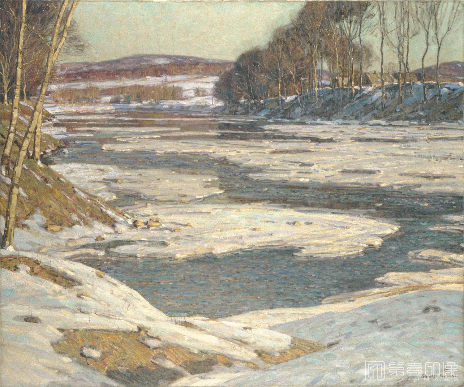 油画-美国纽约大都会美术馆油画藏画-George Gardner SymonsAn Opalescent River-0849